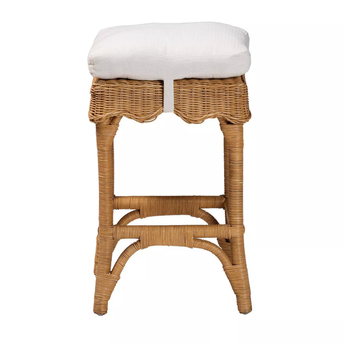 bali & pari Muy Scallop Rattan Counter Stool Honey/White | Target