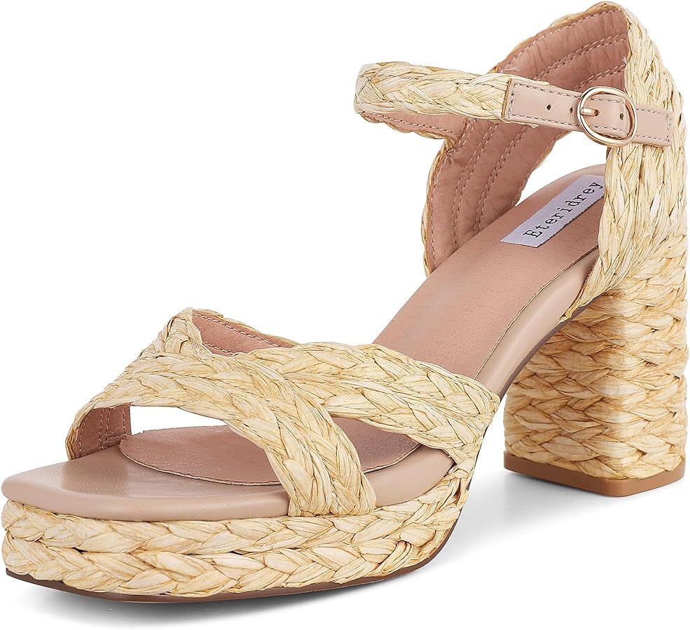 Women’s Espadrilles Platform Sandals Summer Chunky High Heel Sandals Open Toe Buckle Strap Part... | Amazon (US)