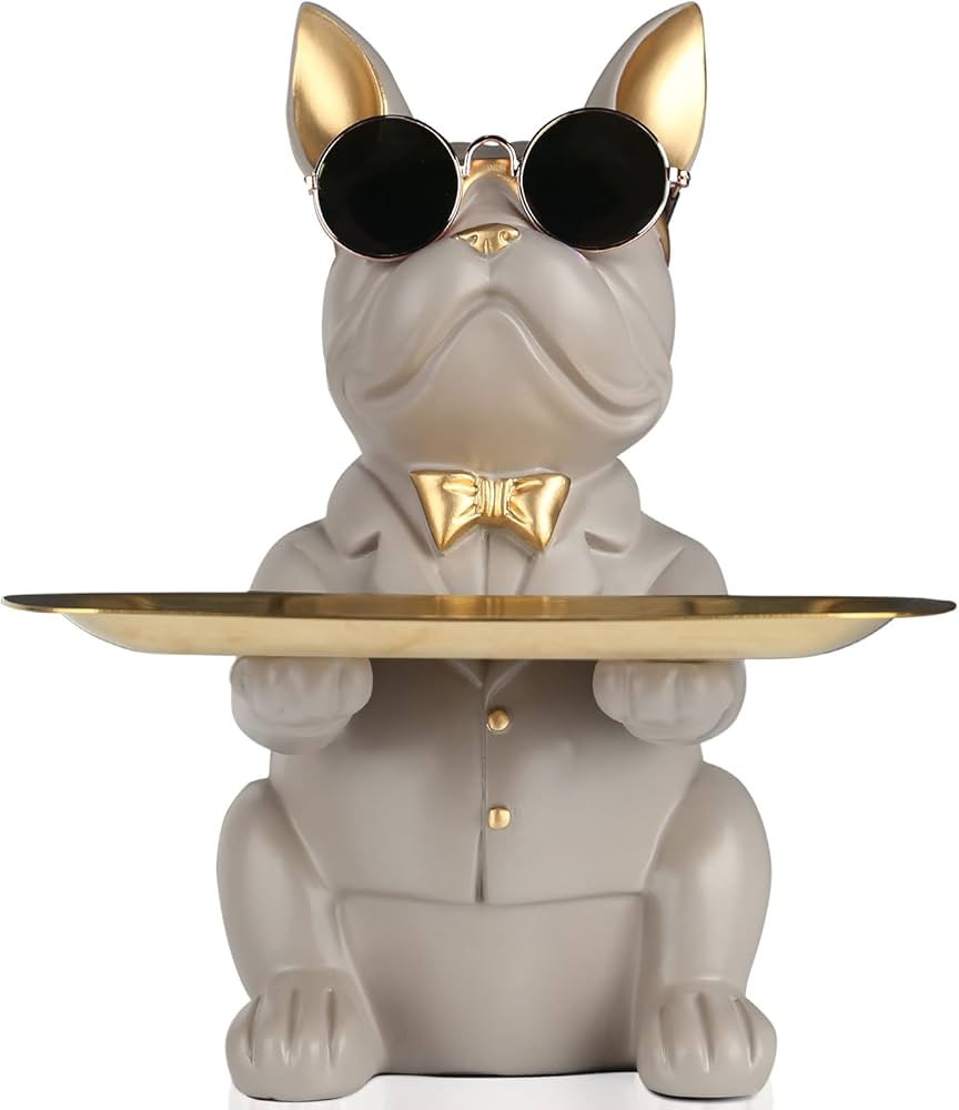 Modern Decor Resin Bulldog Tray Statue Tray Storage Key Holder Candy Jewelry Earrings Tray Suitab... | Amazon (US)
