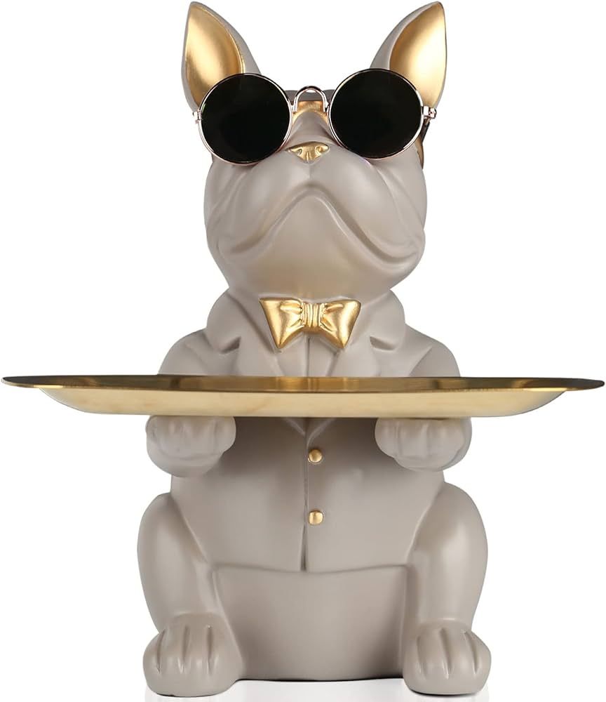 Modern Decor Resin Bulldog Tray Statue Tray Storage Key Holder Candy Jewelry Earrings Tray Suitab... | Amazon (US)