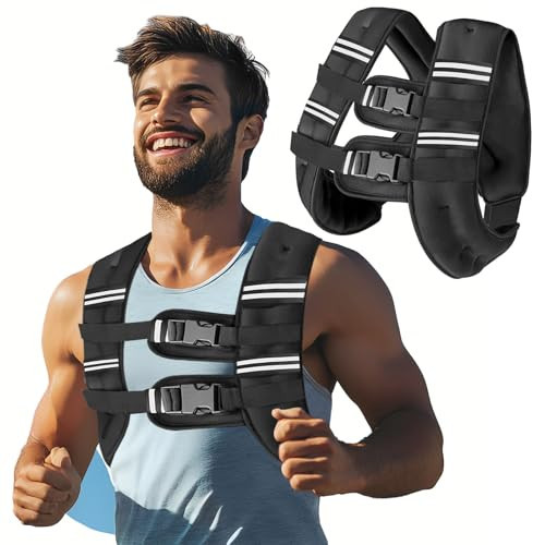 30Lb Weighted Vest Men, 8lbs/12lbs/16lbs/20lbs/25lbs/30lbs Weight Vest with Reflective Stripes for Workout, Strength Training, Running, Fitness, Muscle Building, Weight Loss, Weightlifting | Amazon (US)