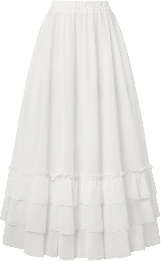 Scarlet Darkness Maxi Skirts for Women Boho Long Flowy Renaissance Skirt with Pockets | Amazon (US)