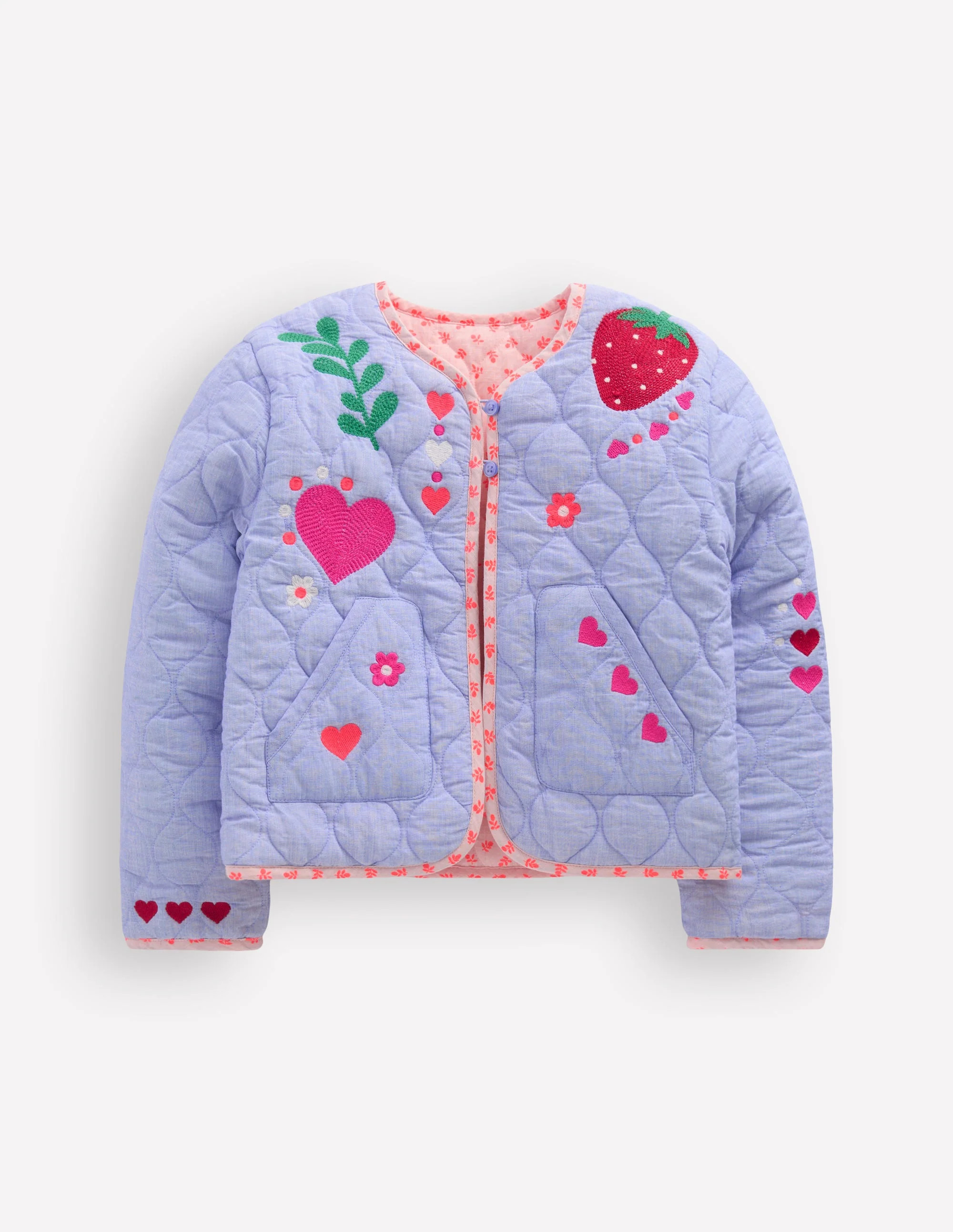 Reversible Quilted Jacket-Blue Embroidery | Boden (US)