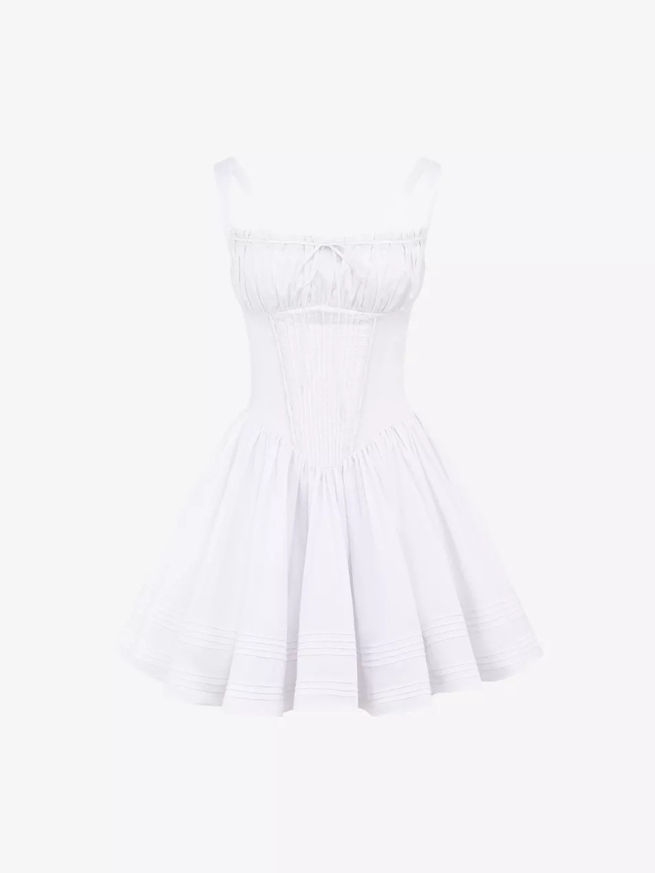 Natassia Flared-Skirt Cotton-Blend Mini Dress | Selfridges