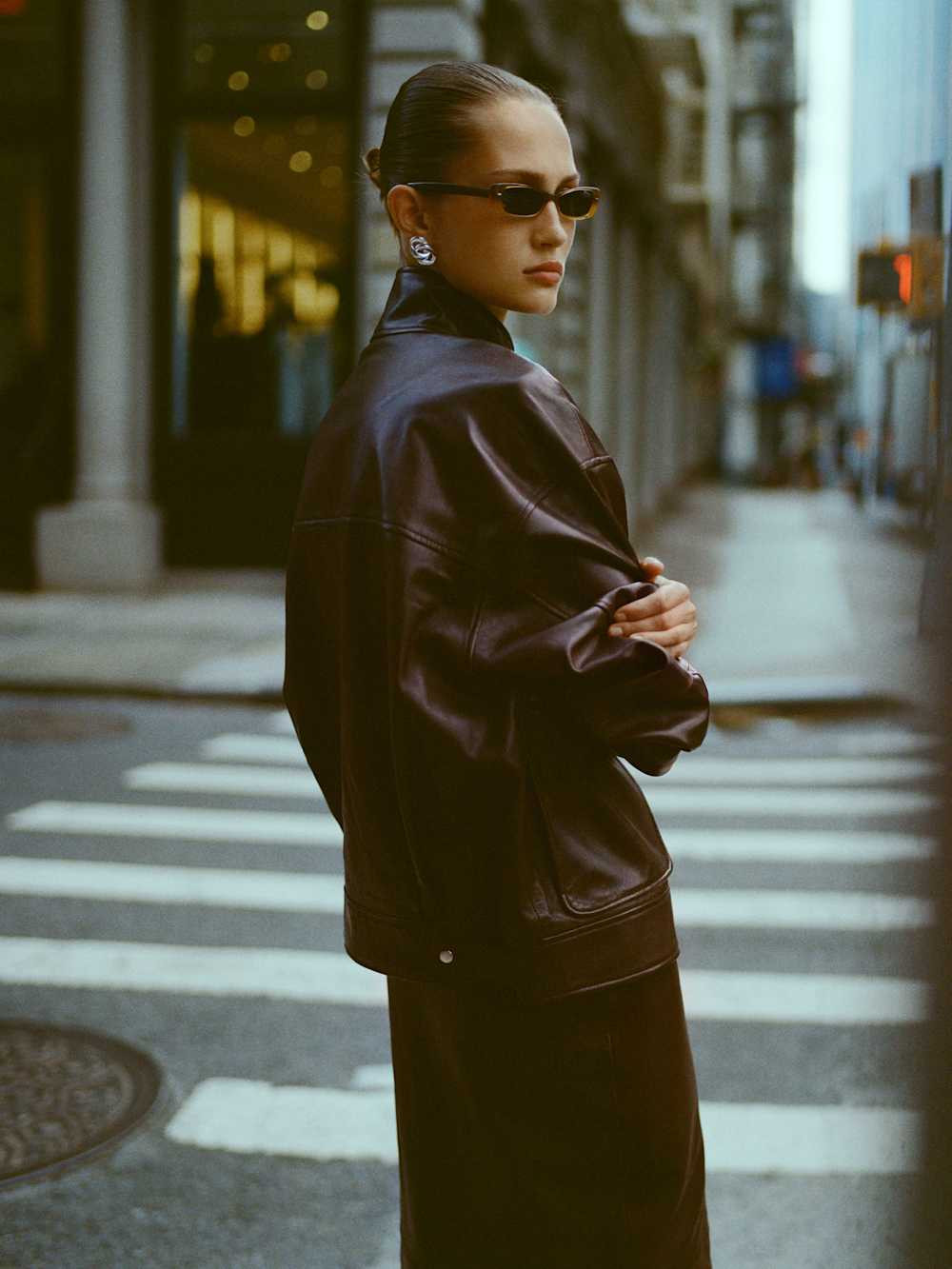 Veda Harrison Leather Oversized Bomber | Reformation (Global)