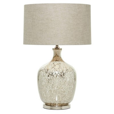 Glam Glass Table Lamp with Faux Mercury Glass Finish Silver - Olivia & May: Linen Shade, E26 Bulb Compatible | Target