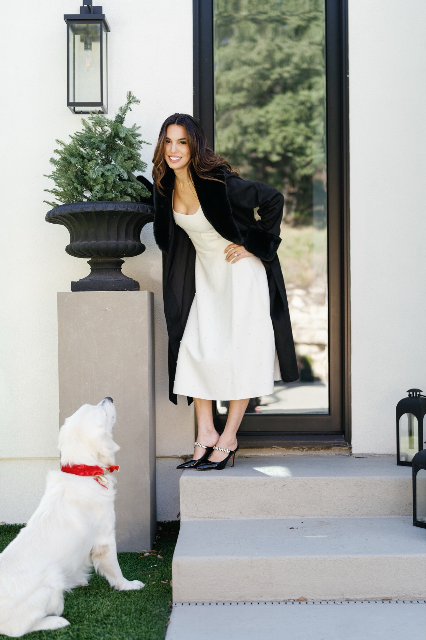 Even my dog knows how fabulous I look in this elegant white beaded dress from Walmart! Kidding aside, I went full-on old Hollywood glam style and I layered it my black faux fur trim coat which is super cozy and looks very chic!
#shoeinspo #partydress #ootd #celebritystyle #holidaylook

#LTKSeasonal #LTKShoeCrush #LTKStyleTip
