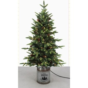 Holiday Living 4.5-ft Pine Pre-Lit Traditional Slim Artificial Christmas Tree with 100 Constant ... | Lowe's