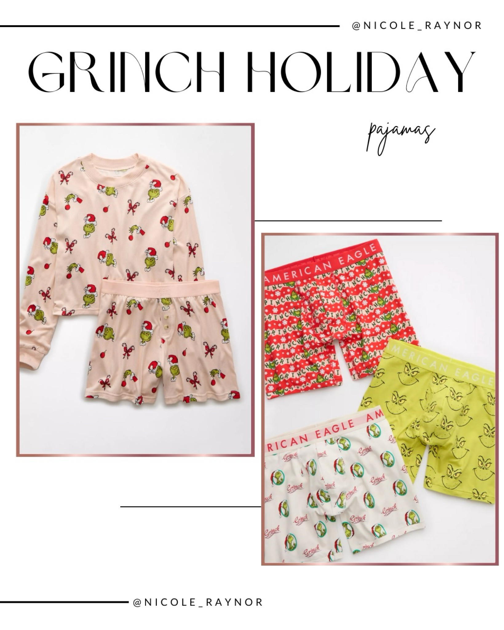 Arie grinch holiday pajamas and boxers 

#LTKFindsUnder50 #LTKHoliday #LTKGiftGuide