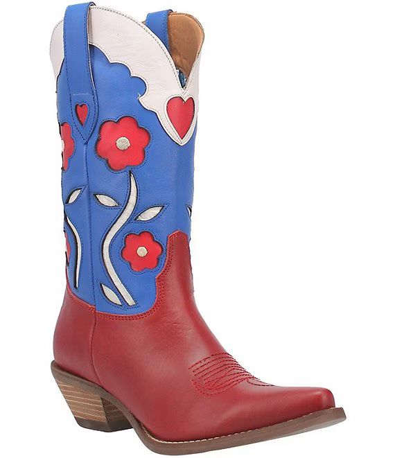 Dingo Comin Up Roses Leather Flower Heart Cut Out Western Boots | Dillard's | Dillard's