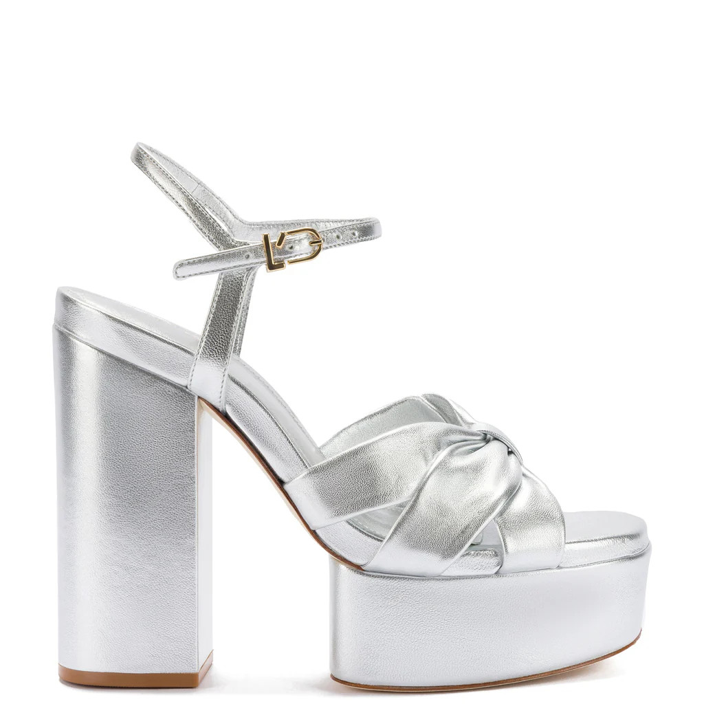 Vivienne Platform Sandal in Silver Metallic Leather | Over The Moon