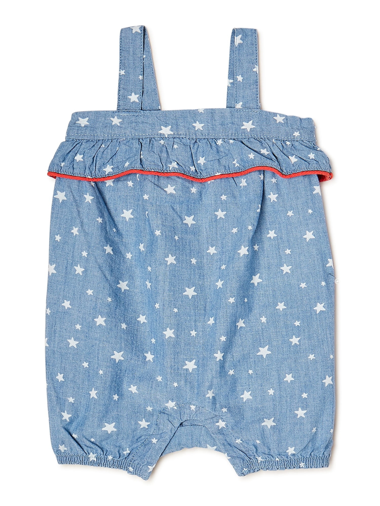Way To Celebrate Baby Girls Americana Chambray Romper, Sizes 0-24 Months | Walmart (US)