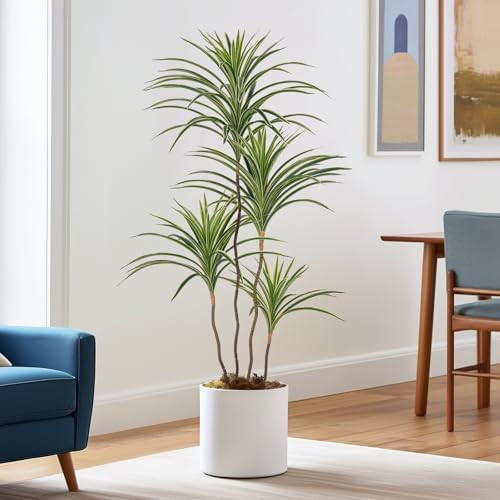 YEPDIN Artificial Dracaena Plants Indoor, 4 ft Faux Tropical Floor Plants Indoor, Tall Fake Yucca... | Amazon (US)