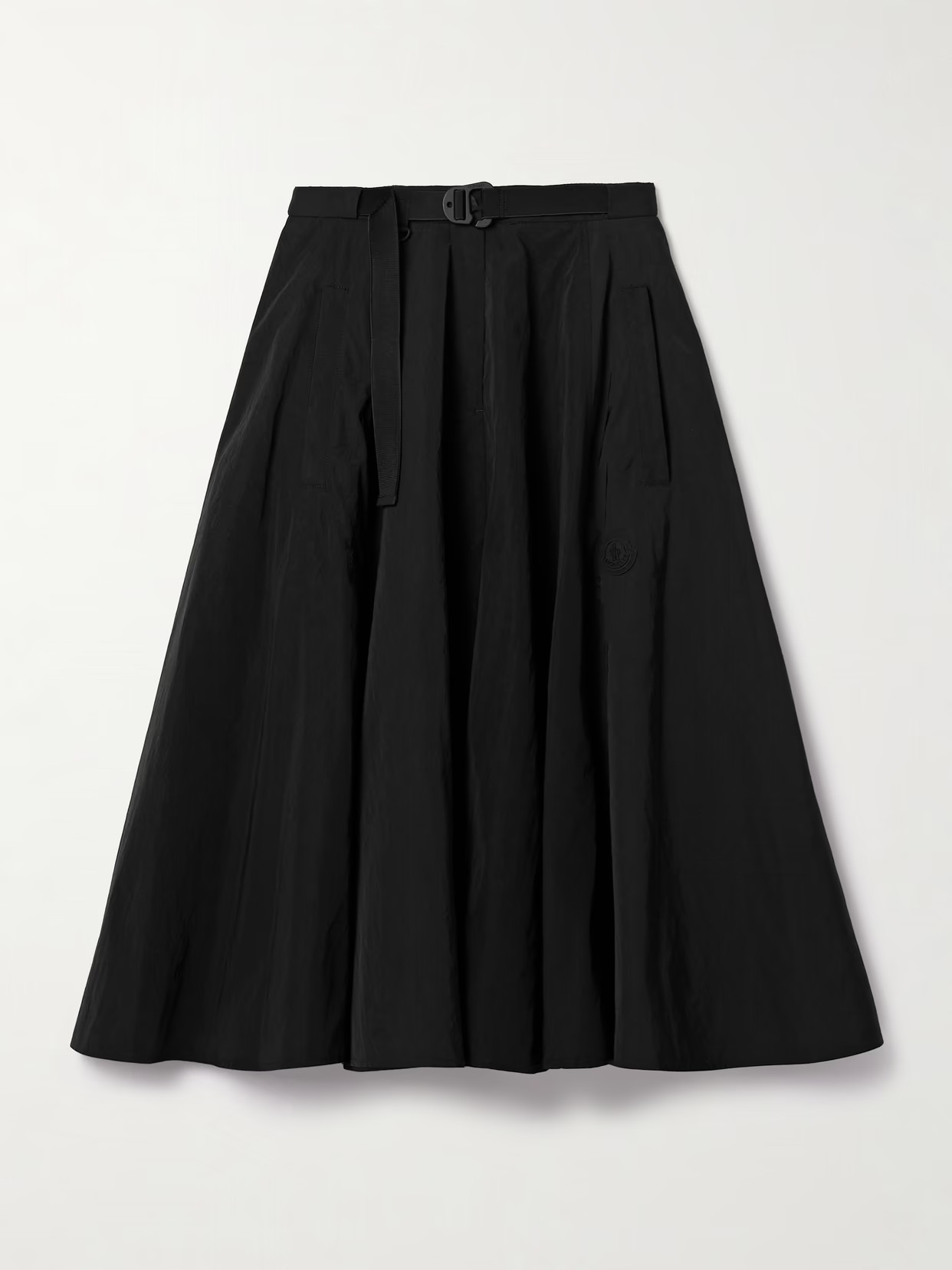 Moncler - Crinkled-shell Midi Skirt - Black | NET-A-PORTER (US)