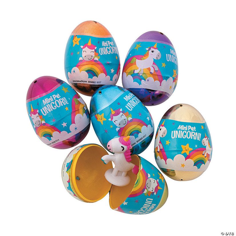 2 1/2" Unicorn Toy-Filled Plastic Easter Eggs - 12 Pc. | Oriental Trading Company
