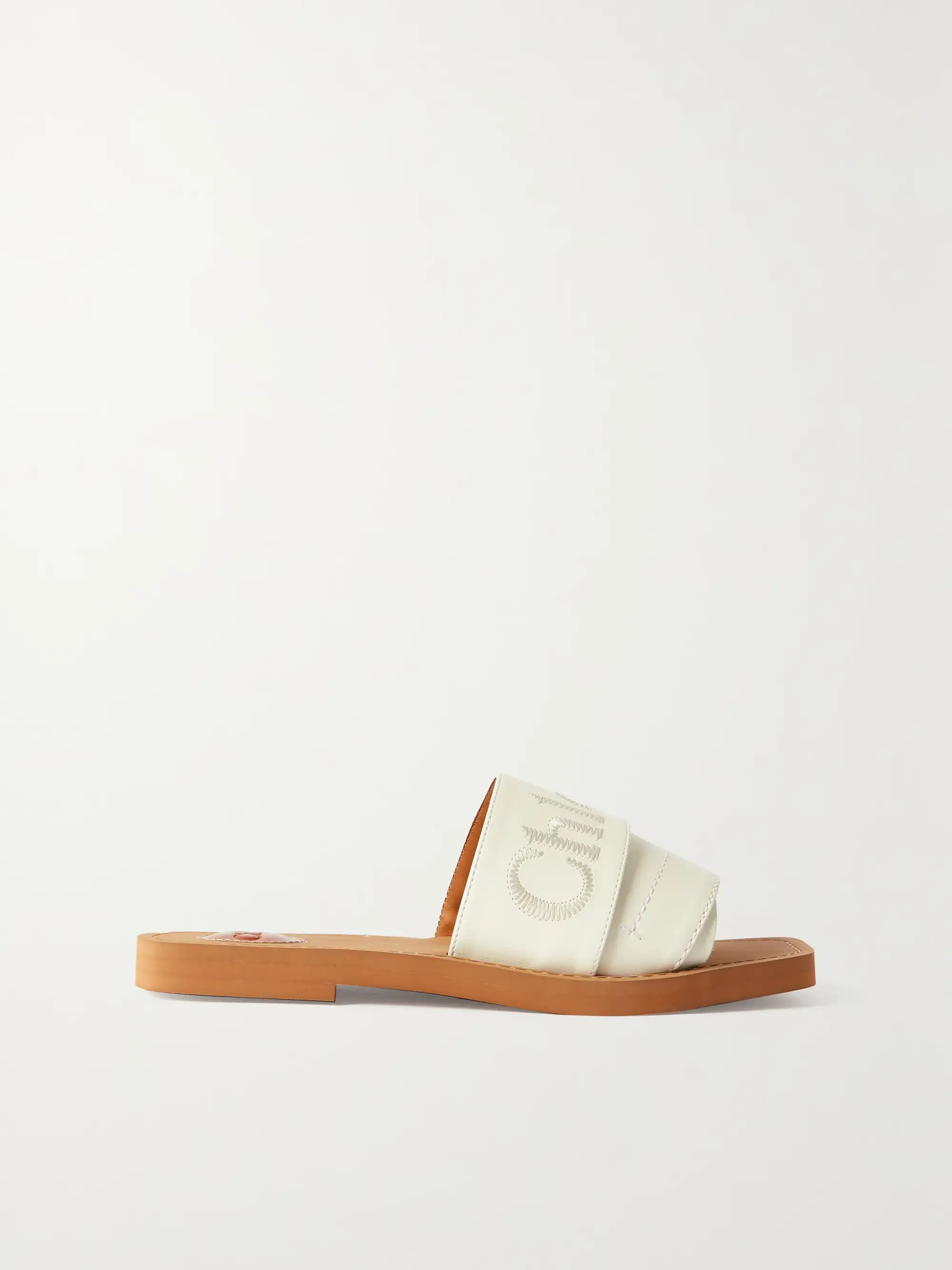 + NET SUSTAIN Woody logo-embroidered leather slides | NET-A-PORTER APAC