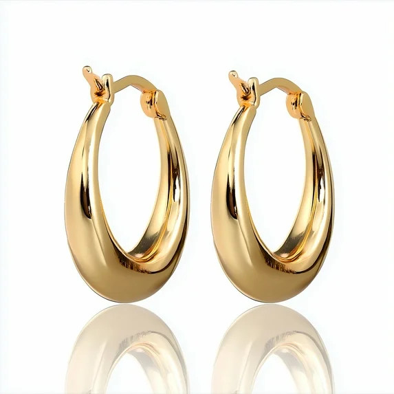 Amy and Annette 14K Gold Graduated Hoop Huggie Earring in 14K Yellow Gold Plated - Walmart.com | Walmart (US)