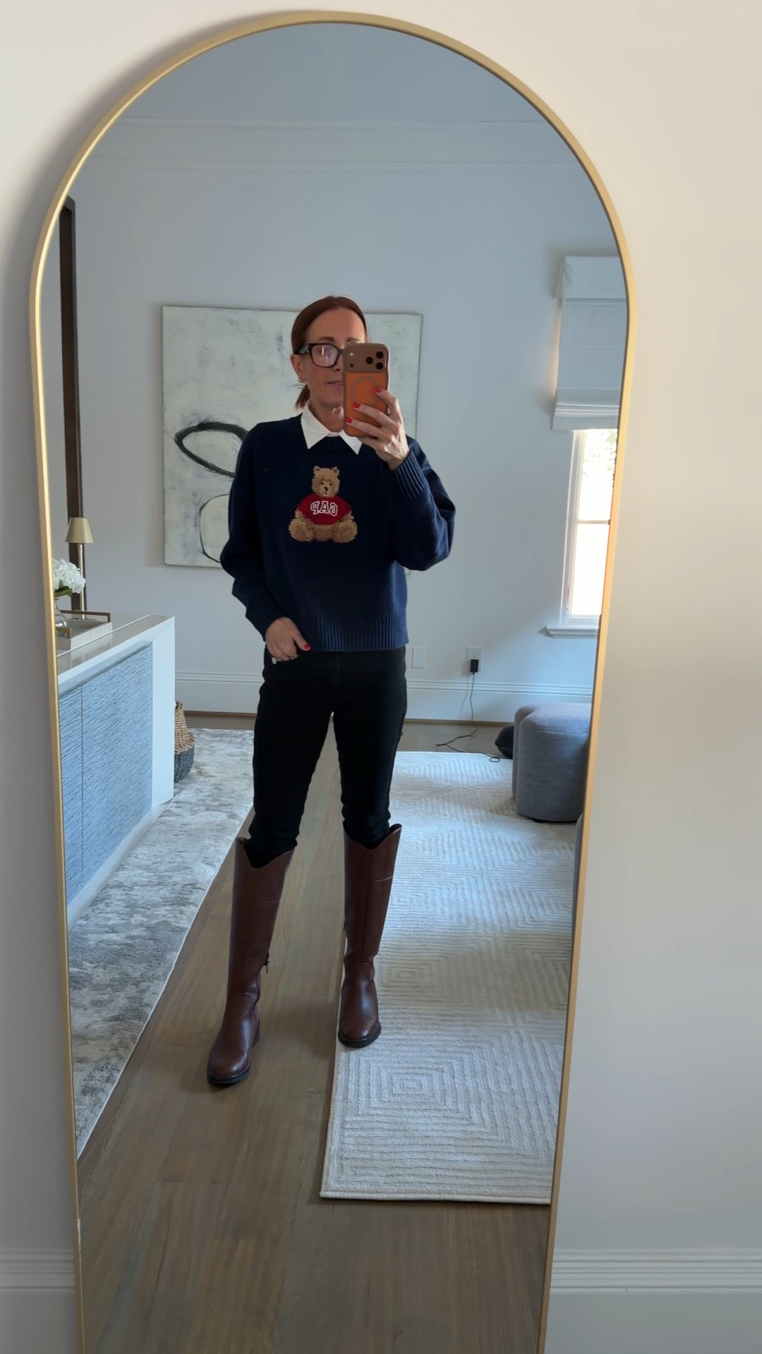 Coziest little winter outfit inspo 🤍 This teddy sweater is sadly sold out, but I found really cute similar options and linked them all for you. Paired it with a crisp white collar, black denim, and my favorite tall boots for the easiest “I tried today” look. Perfect for school drop-off, holiday errands, or pretending you have your life together 

#LTKootd #LTKSaleAlert #LTKHoliday