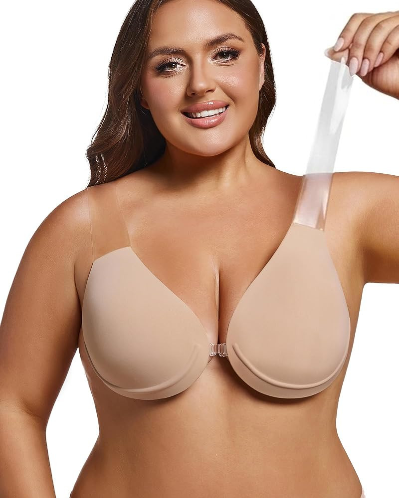 TITU Strapless Bra for Big Bust - Sticky Push Up for Large Breasts, Backless Plus Size Invisible ... | Amazon (US)