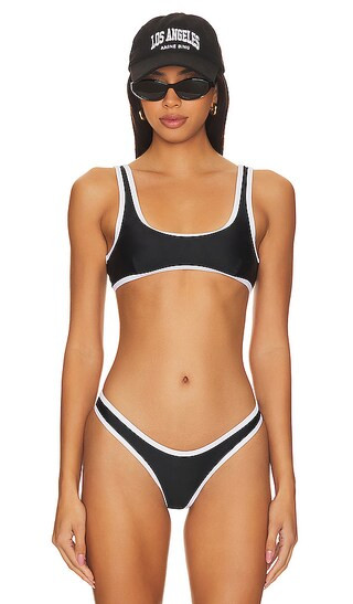 The 90's Duo Crop Bikini Top in Black & White Contrast | Revolve Clothing (Global)