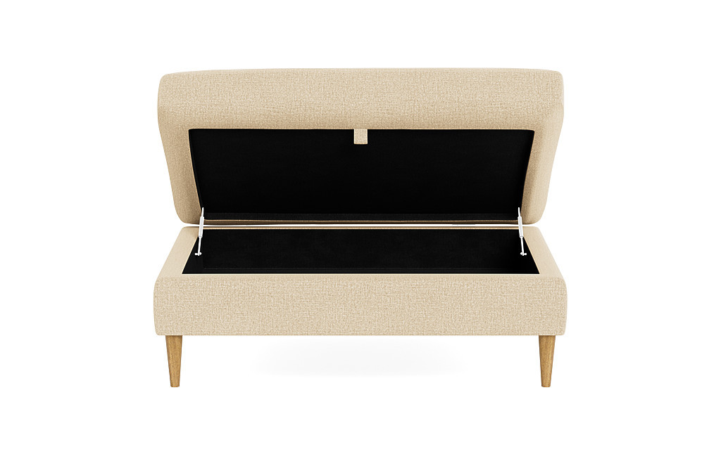 Sloan Custom Storage Ottoman in Biscuit Performance Heavy Knit, Natural Oak, 39" - Customize Color, Size & More | Interior Define