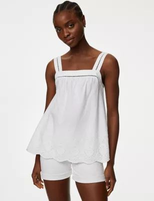 Pure Cotton Broderie Detail Cami Top | Marks & Spencer (UK)