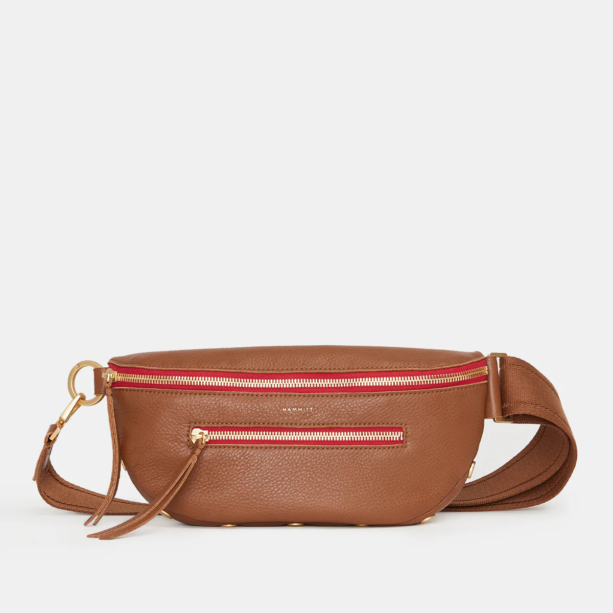 Charles Crossbody | Mahogany Pebble/Brushed Gold Red Zip 840220510473 | Hammitt (US)