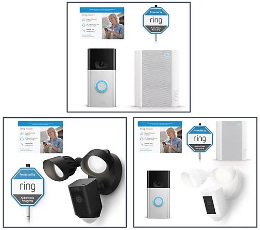 Choice of Ring Floodlight or Video Doorbell with Chime and RA+ & Yard Sign - QVC.com | QVC