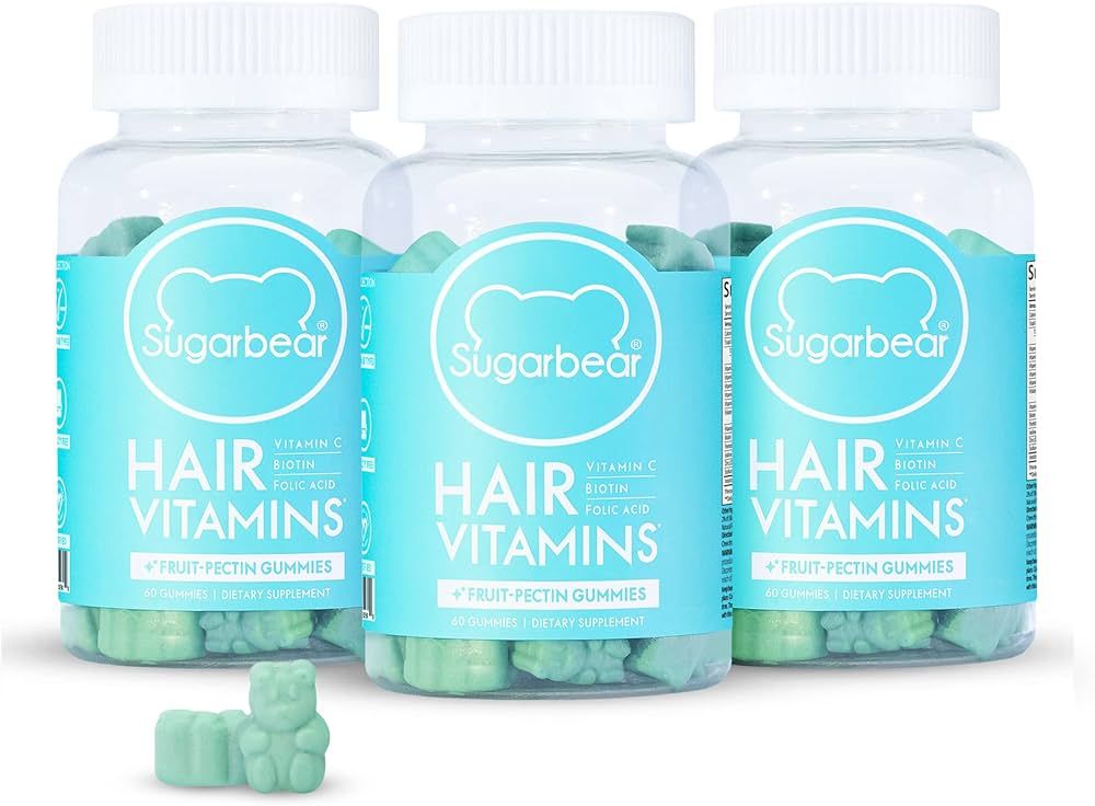 Sugarbear Hair Vegan Gummy Hair Vitamins with Biotin, Vitamin C, Vitamin B-12, Zinc for Hair Skin... | Amazon (US)