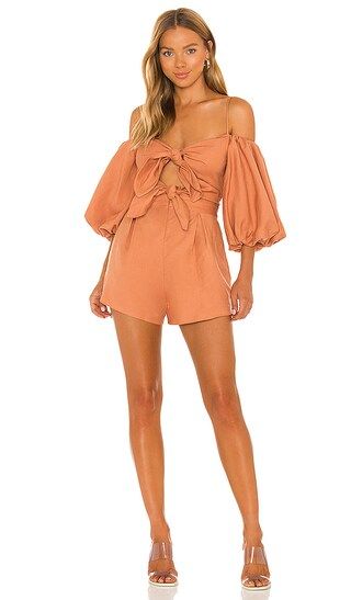 X REVOLVE Double Knot Romper in Brown | Revolve Clothing (Global)