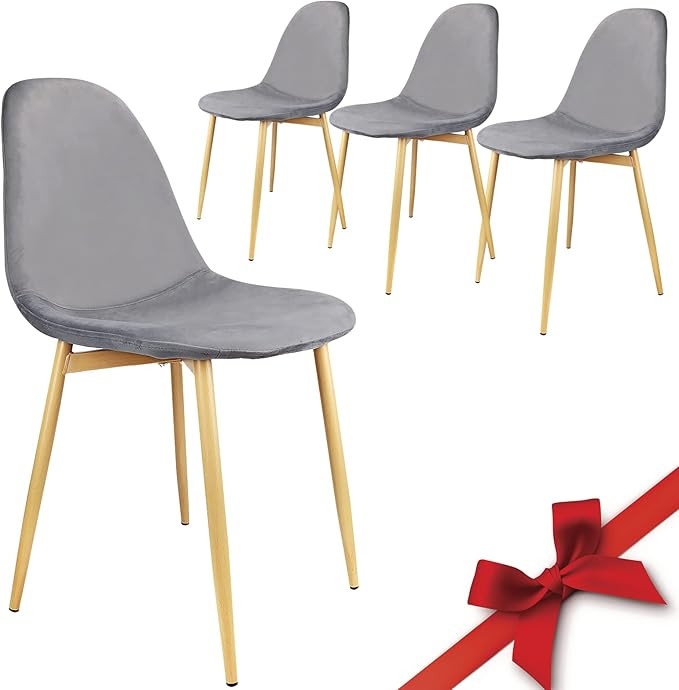 Echoamo Kitchen Chairs Set of 4, Velvet Dining Room Chairs Modern Kitchen Chairs with Backrest Wo... | Amazon (US)
