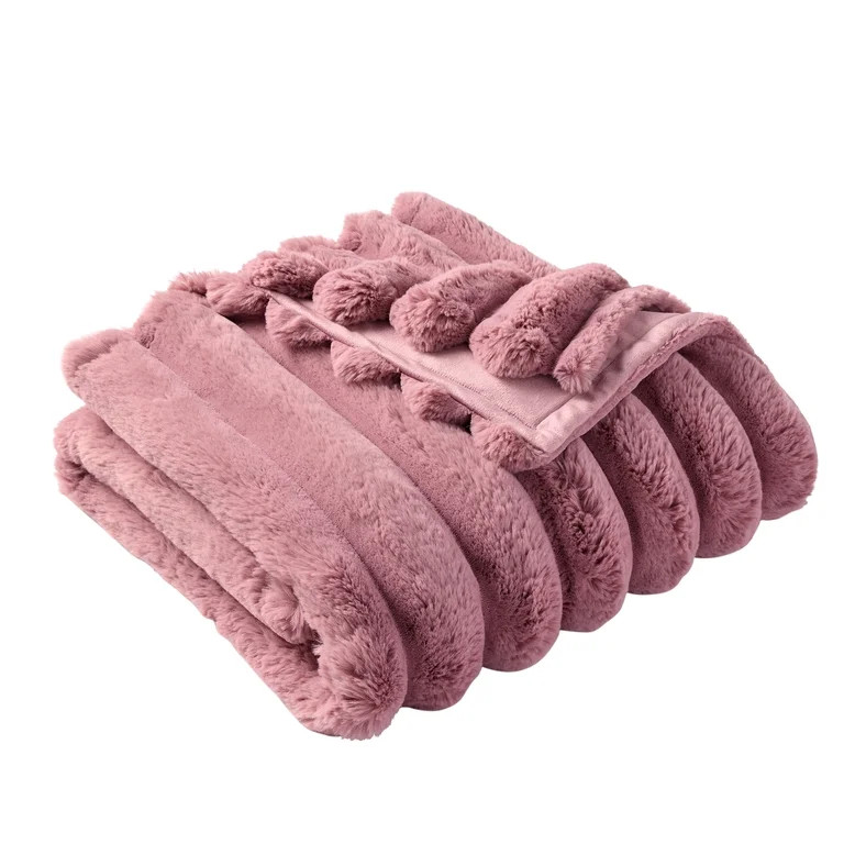 Better Homes & Gardens Violet Gem Exaggerated Channel Faux Fur Oversized Throw, 50" x 72" | Walmart (US)