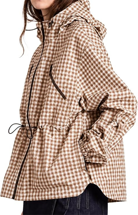 Oversized Lightweight Jacket, Drawstring Waist, Decorative Chest Zipper, Two Side Pockets, Casual... | Amazon (US)