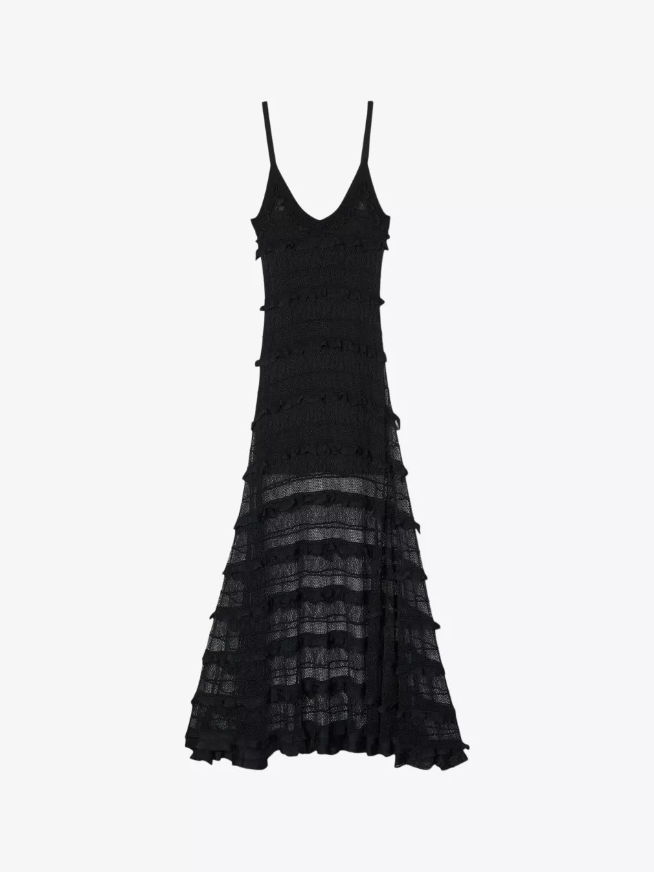 Sheer-panel stretch-knit maxi dress | Selfridges