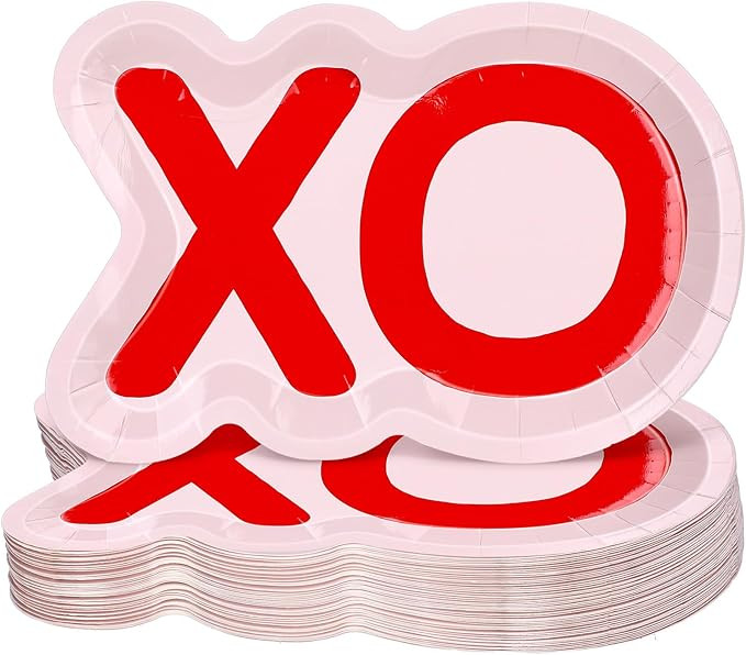 Havawish 50 Pcs XO Shaped Valentine's Day Paper Plates Vday Pink Cake Plates 9" Lovely XO Disposa... | Amazon (US)