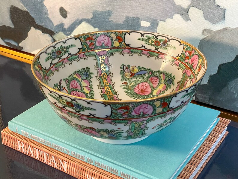 Vintage Large Rose Medallion Bowl // Famille Rose // Grandmillennial // Chinoiserie - Etsy | Etsy (US)