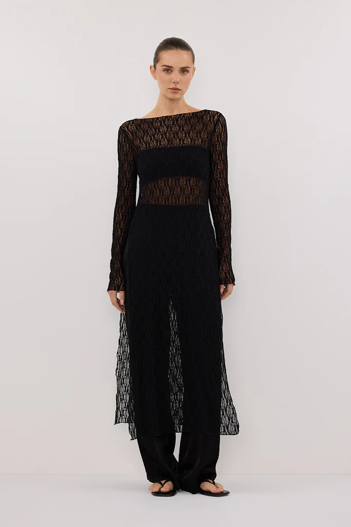 LIZZIE BLACK BOAT NECK TUNIC TOP | DISSH