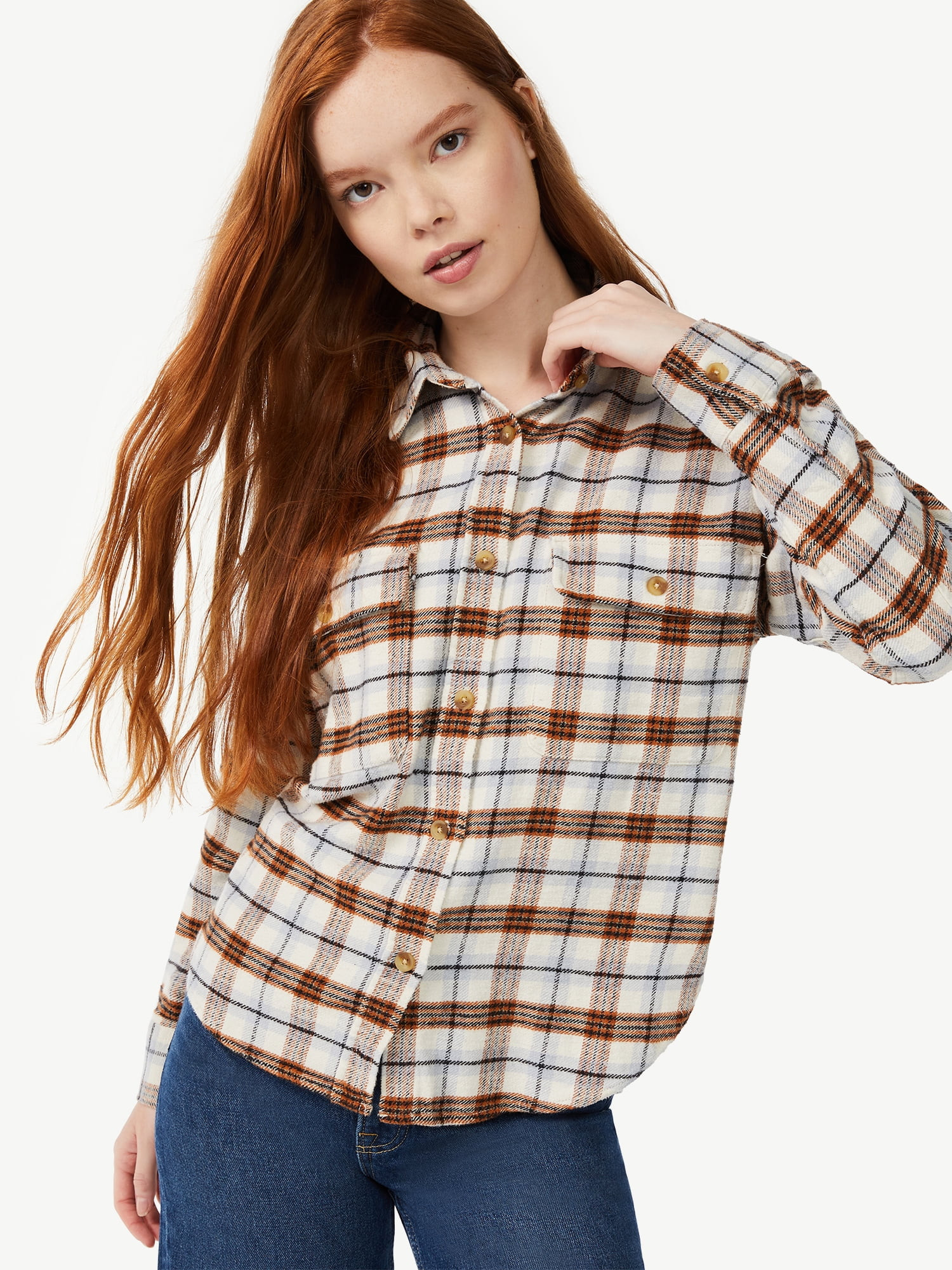 Free Assembly Women's Long Sleeve Work Shirt | Walmart (US)