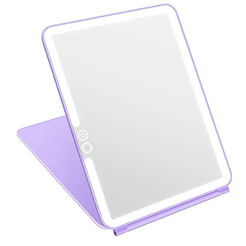 deweisn Folding Lighted Makeup Mirror with 72 LEDs 3 Colors Light Modes USB Rechargable 1800mA Batteries Portable Ultra Thin Compact Vanity Mirror Dimmable Travel Mirror | Amazon (US)