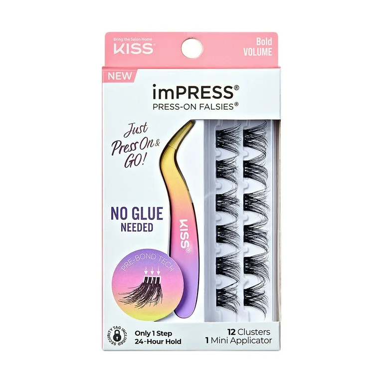 imPRESS Press-On Falsies Eyelash Clusters Minipack, Voluminous, Elegant, 12 Ct.+Applicator | Walmart (US)