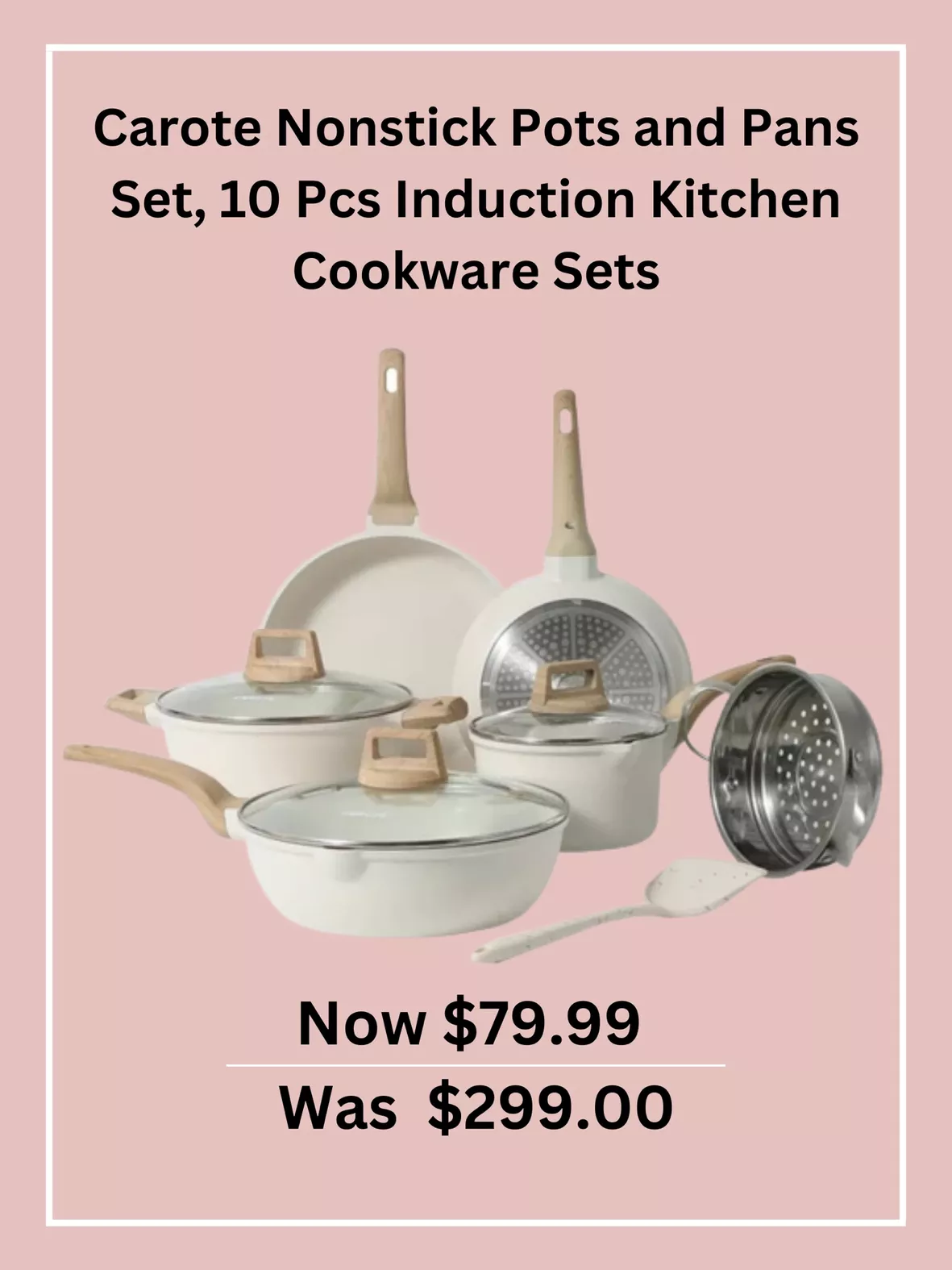  CAROTE 10 PCS Nonstick Pots and Pans Set Induction