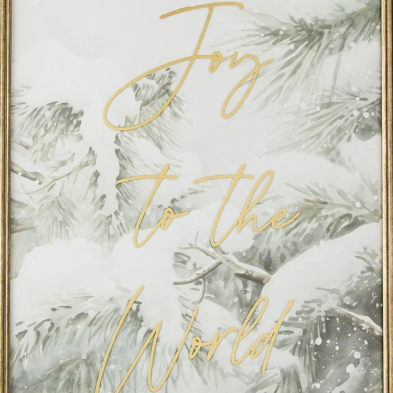 Joy to the World Snowy Tree Framed Christmas Wall Art, 15" x 19", by Holiday Time | Walmart (US)