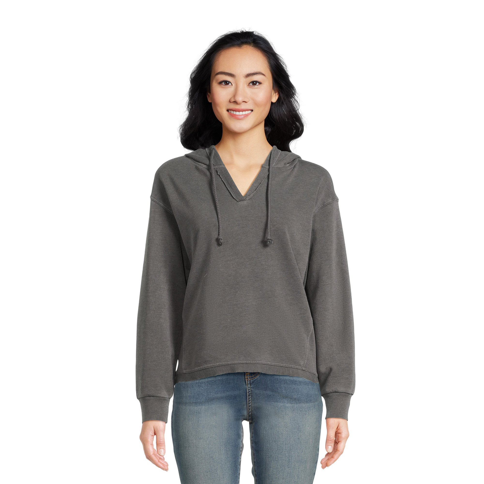 Time and Tru Women's Split Neck Hoodie, Sizes XS-XXXL | Walmart (US)