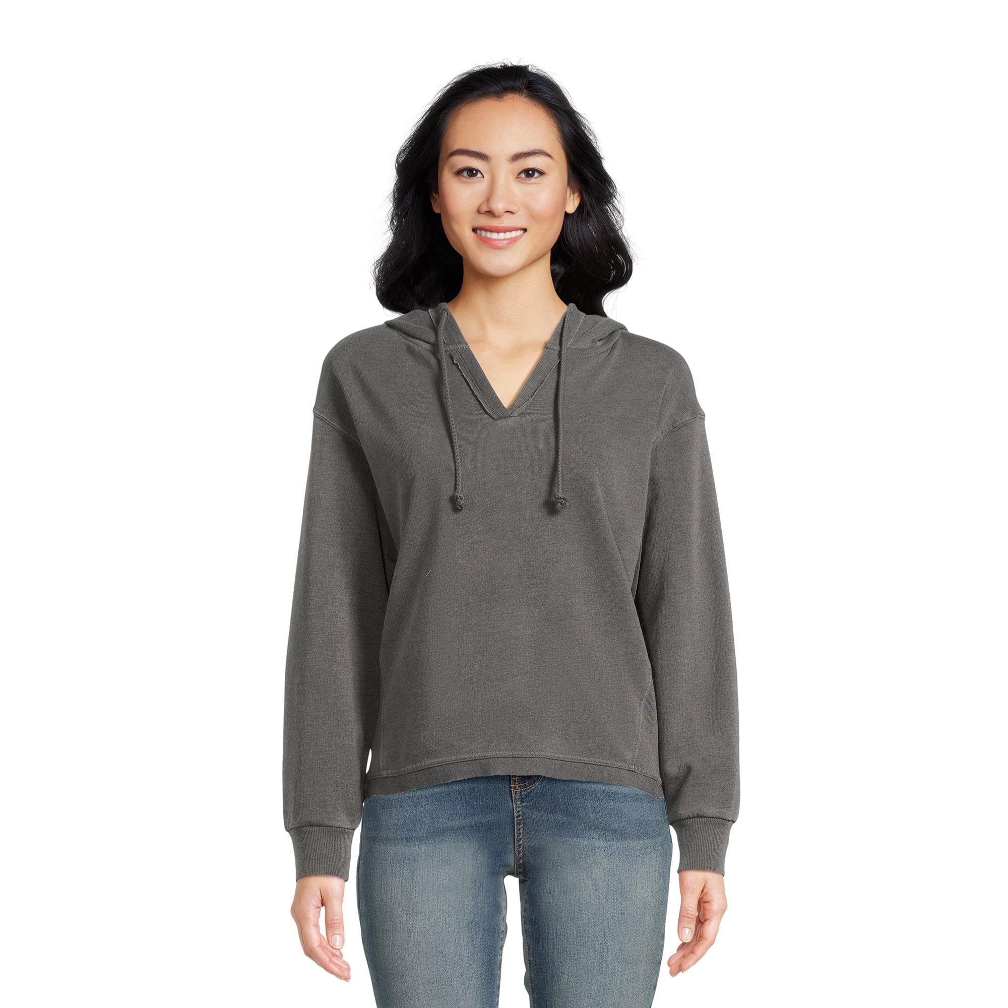 Time and Tru Women's Split Neck Hoodie, Sizes XS-XXXL | Walmart (US)