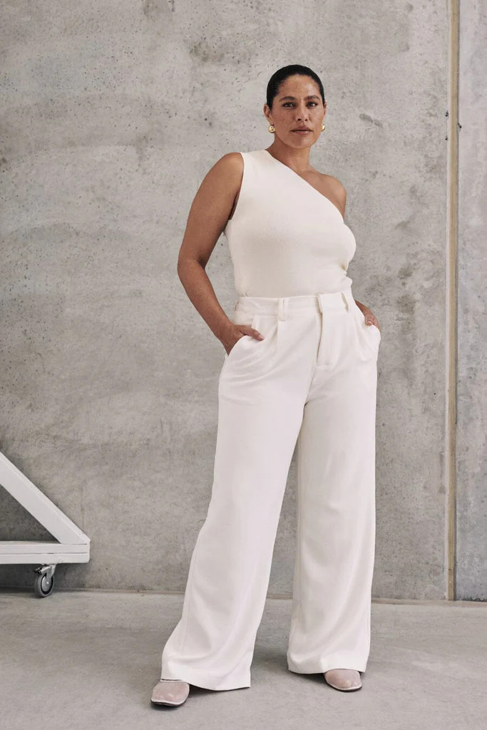 LANE CREAM ASYM KNIT TOP | DISSH