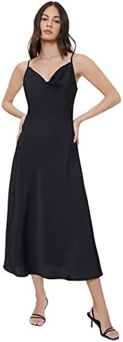 Floerns Women's Spaghetti Strap Cowl Neck Long Slip Satin Silk Midi Dress | Amazon (US)