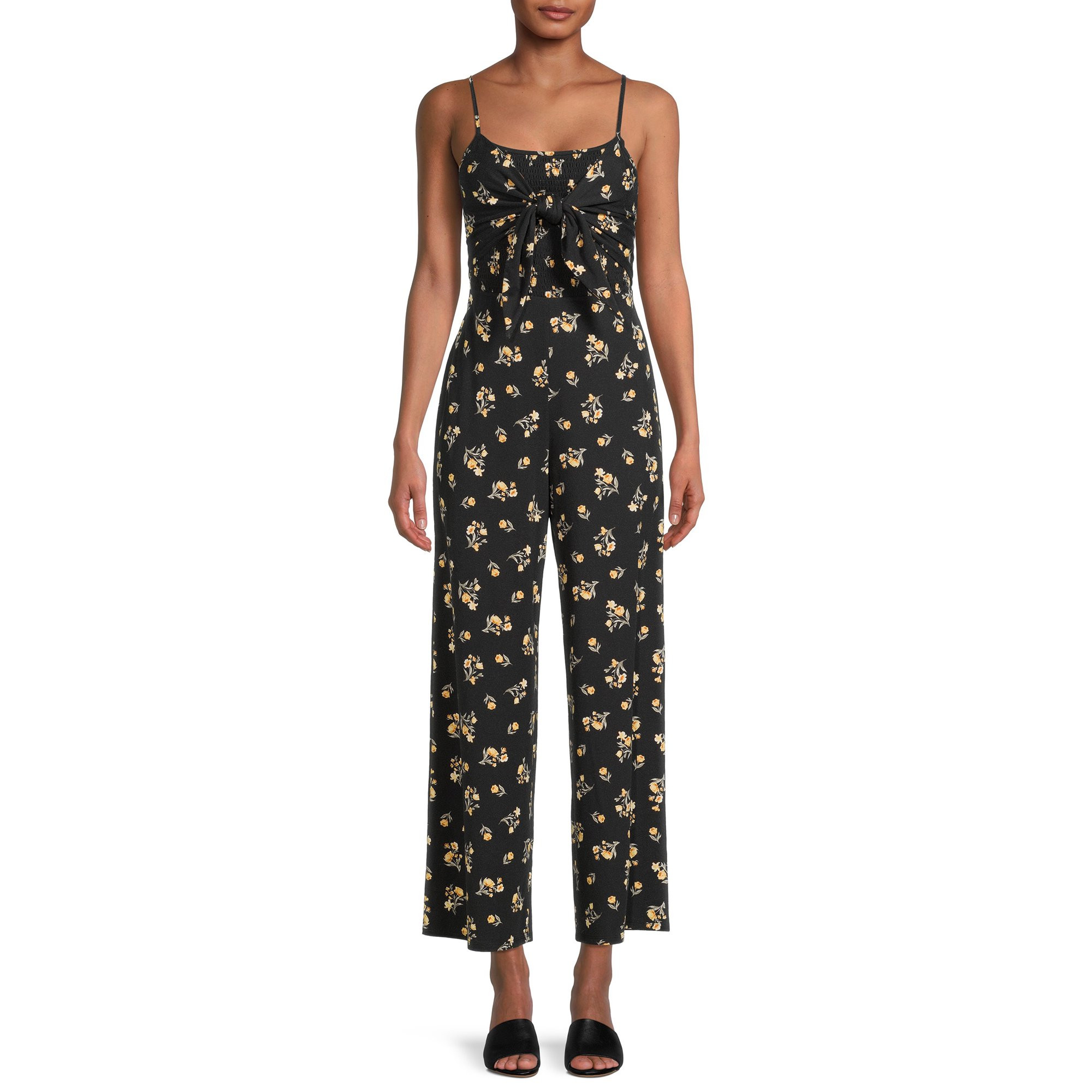 No Boundaries Juniors' Tie Front Jumpsuit | Walmart (US)