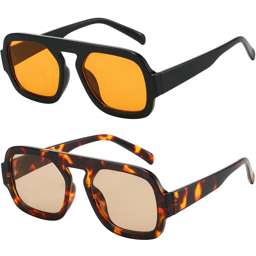 Gafas de sol de aviador cuadradas de moda para mujer, diseño con marco elegante, gafas de sol vi... | Amazon (US)