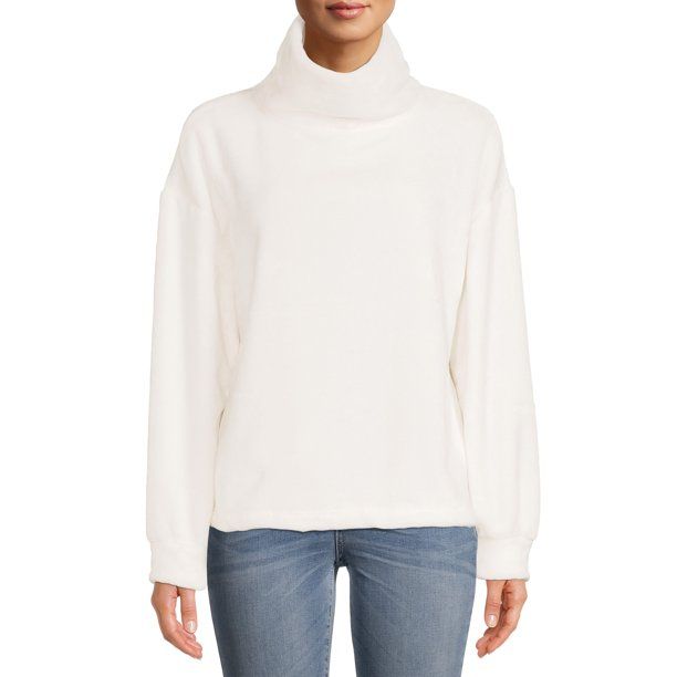 Time and Tru Women's Plush Cowl Neck Pullover - Walmart.com | Walmart (US)