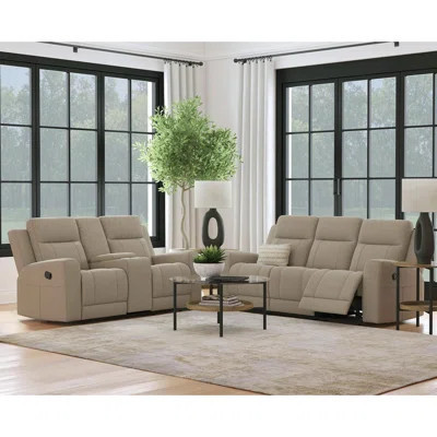 Krio 2Pc Manual Reclining Sofa And Loveseat Set, Faux Leather | Wayfair North America